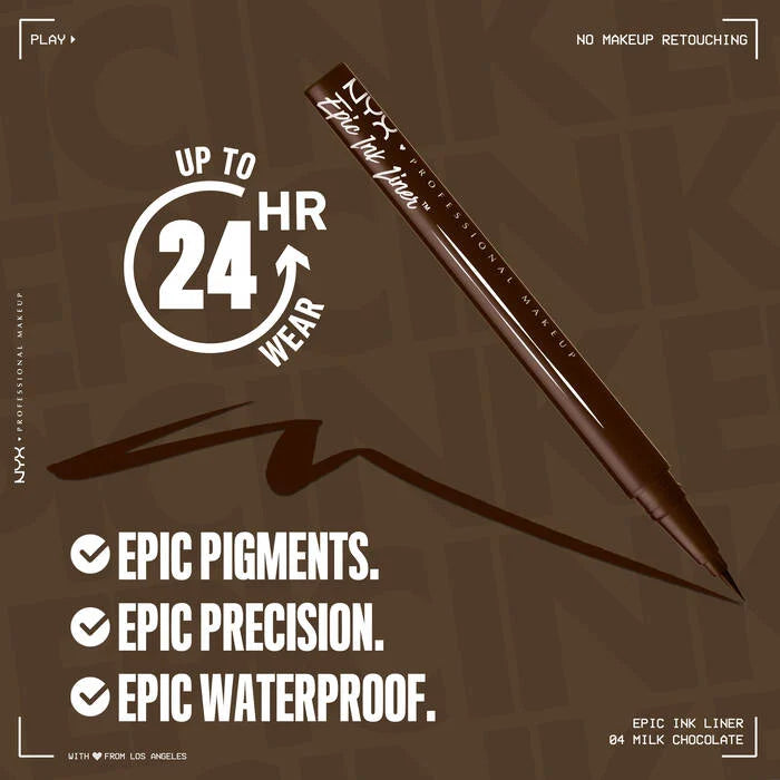 NYX Epic Ink Waterproof Liquid Eyeliner - Milk Chocalate