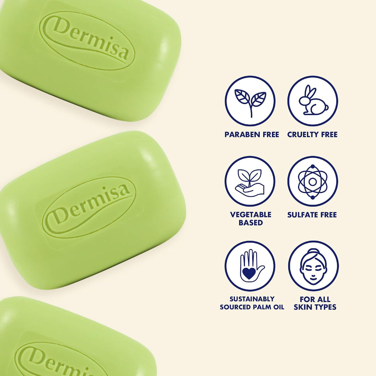 Dermisa Moisturizing Bar with Cocoa Butter, Coconut Oil and Shea Butter