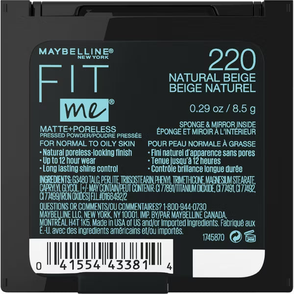Maybelline Fit Me Matte + Poreless Pressed Powder - 220 Natural Beige