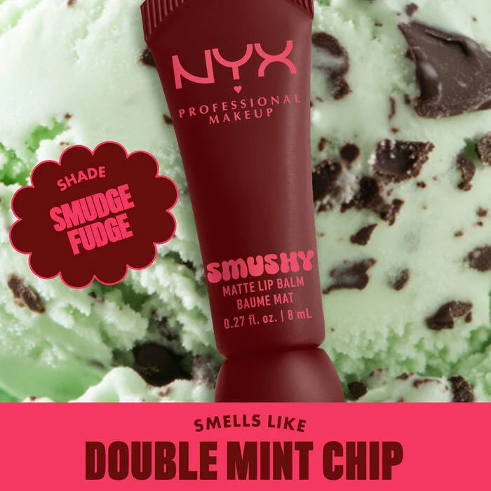 NYX SMUSHY MATTE LIP BALM - Smudge Fudge Chocolate Brown