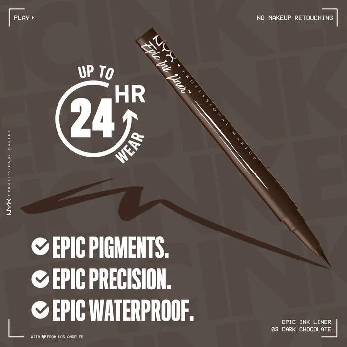 NYX Epic Ink Waterproof Liquid Eyeliner - Dark Chocolate