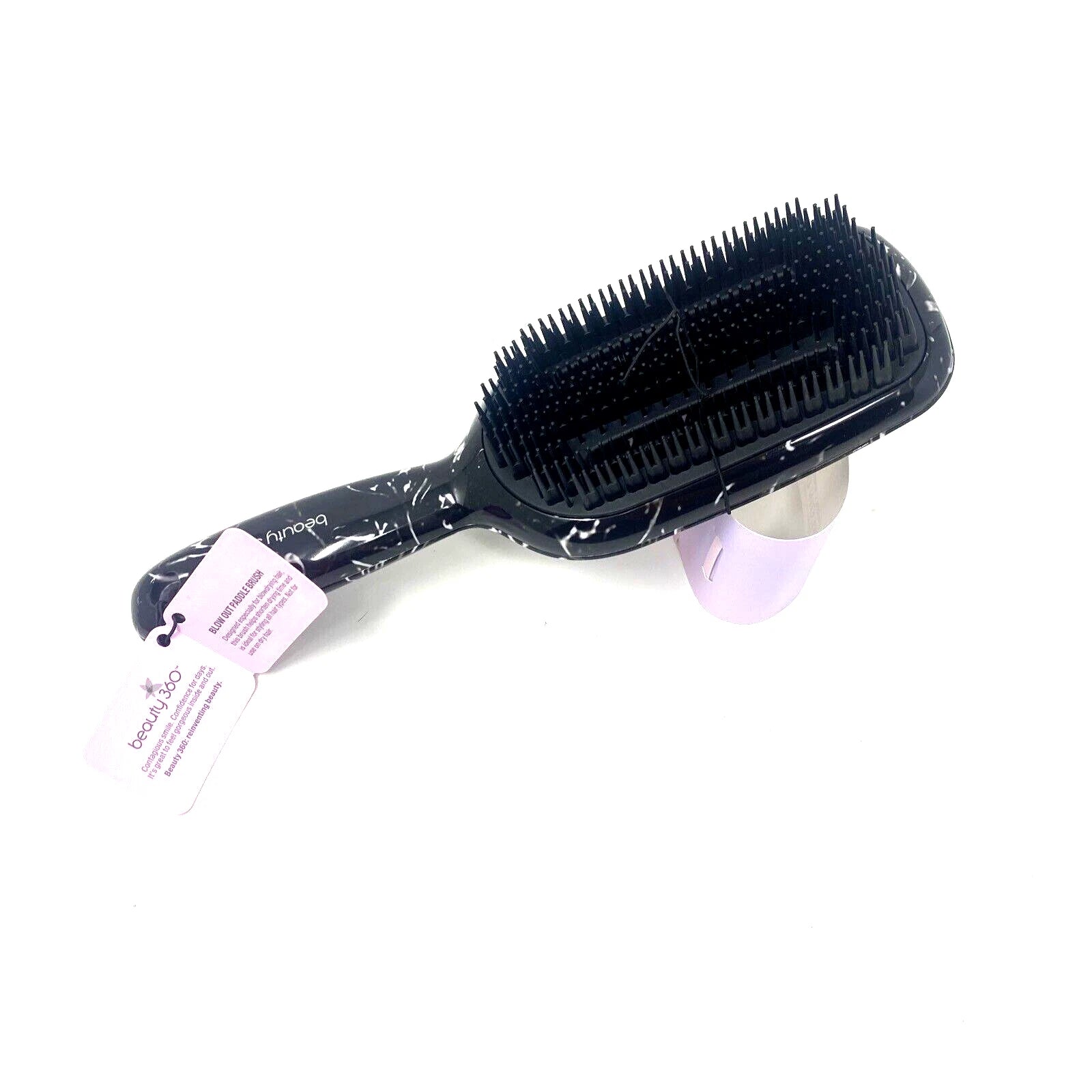Beauty 360 Blow-Out Paddle Brush Black/White Marble Print Stiff Bristles